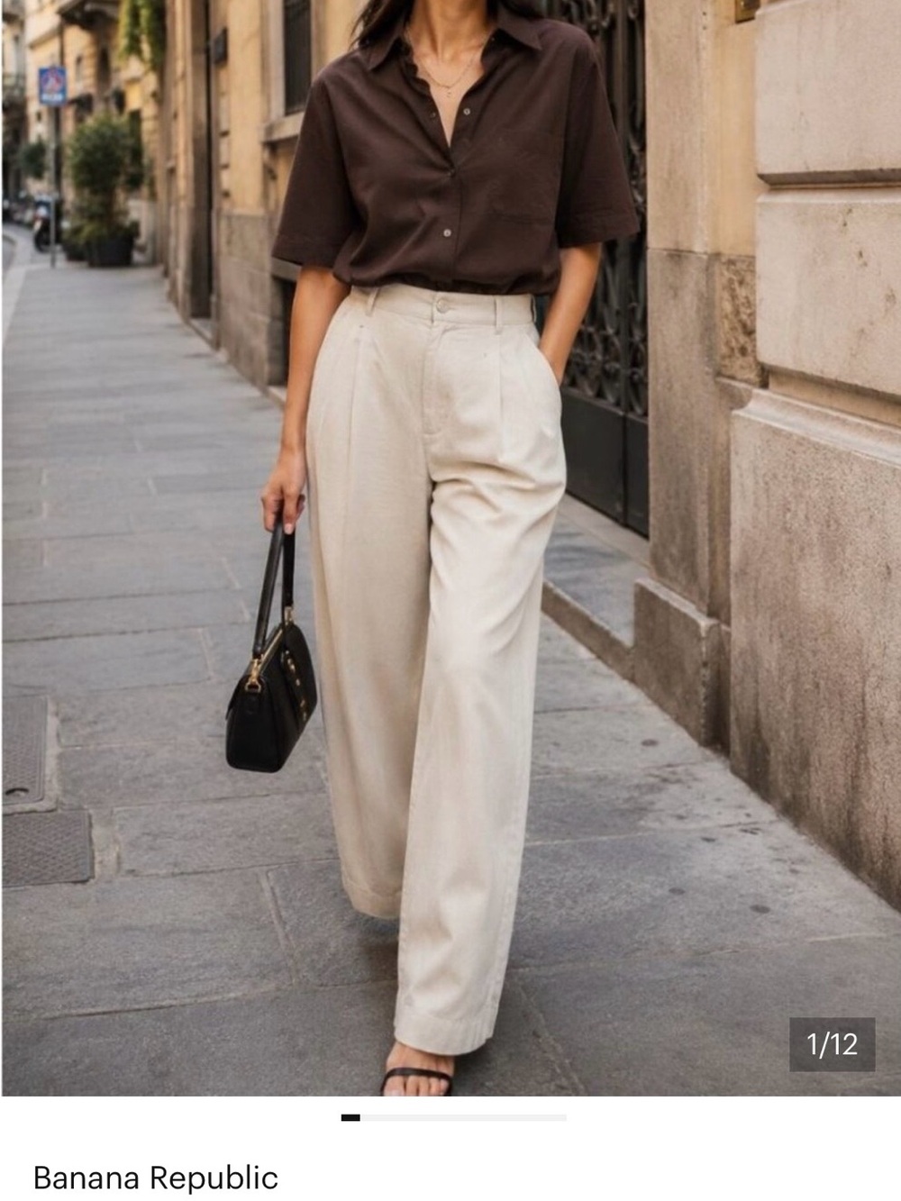 Banana Republic Linen Blend Wide Leg Pants Cream Size 2 Quiet Luxury Miinimalist